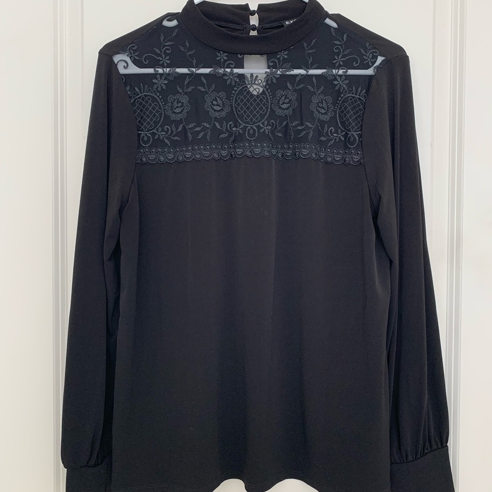 Express Black Lace Detail Women's Blouse